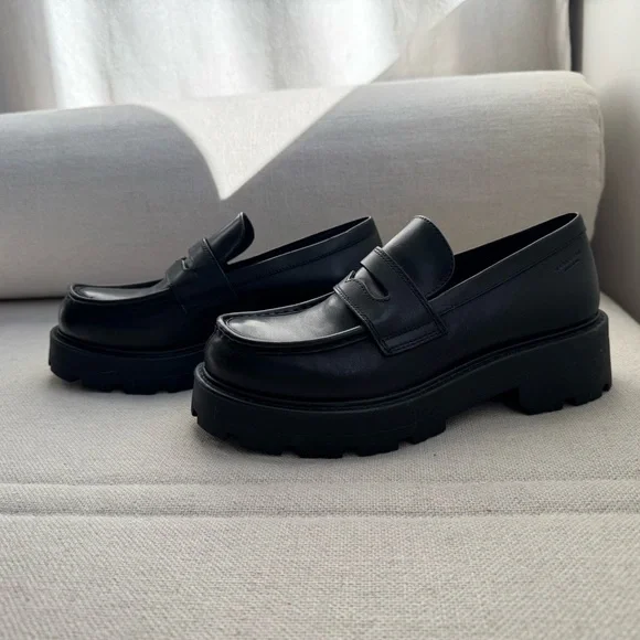 Vagabond Black Chunky Leather Loafers sz 6 - Picture 6 of 7